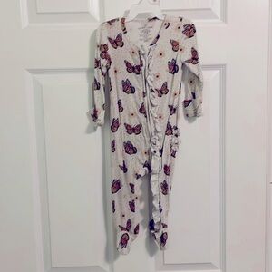 Caden Lane Bamboo Ruffle Zipper Footie Butterfly Kisses 6-9 Months